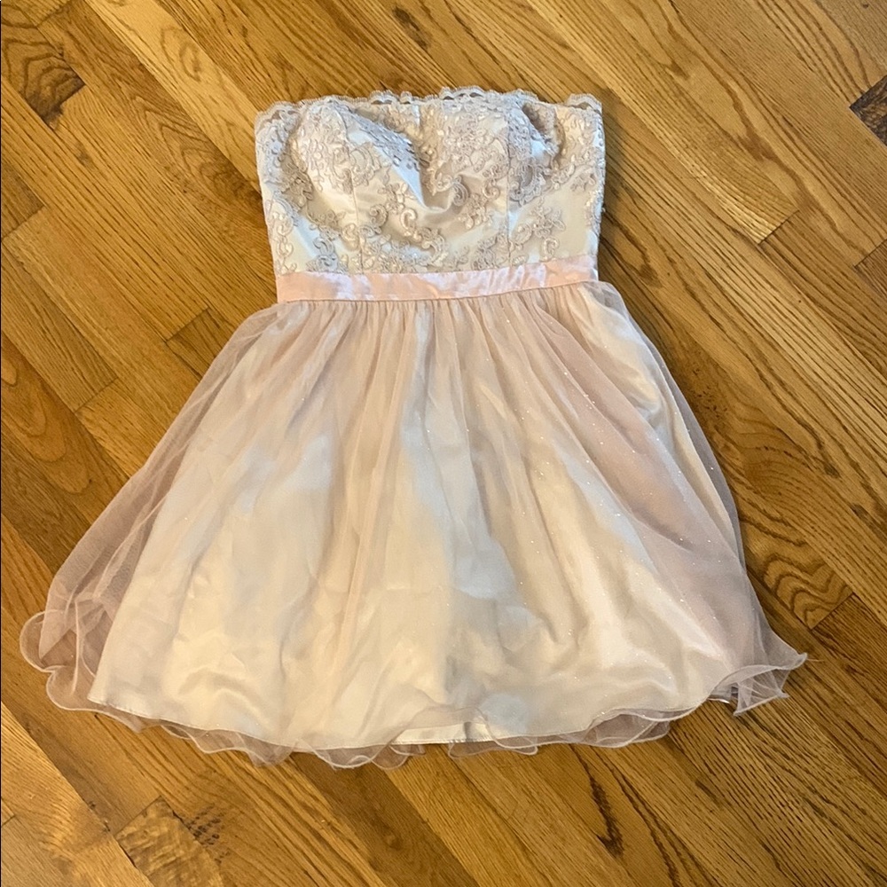 Hailey Logan Pink Babydoll Strapless Dress